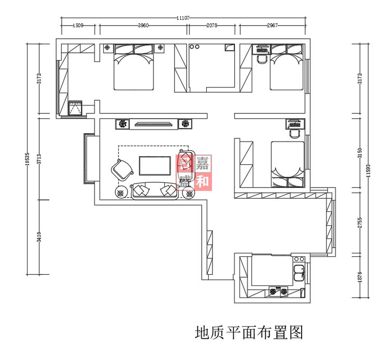 城西地質小區三室現代歐式風格裝修方案